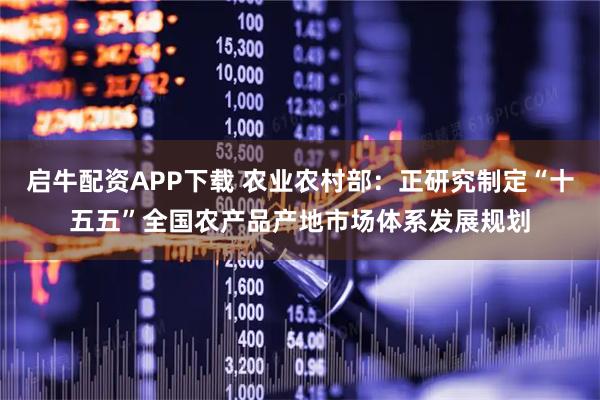启牛配资APP下载 农业农村部：正研究制定“十五五”全国农产品产地市场体系发展规划