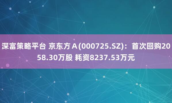 深富策略平台 京东方Ａ(000725.SZ)：首次回购2058.30万股 耗资8237.53万元